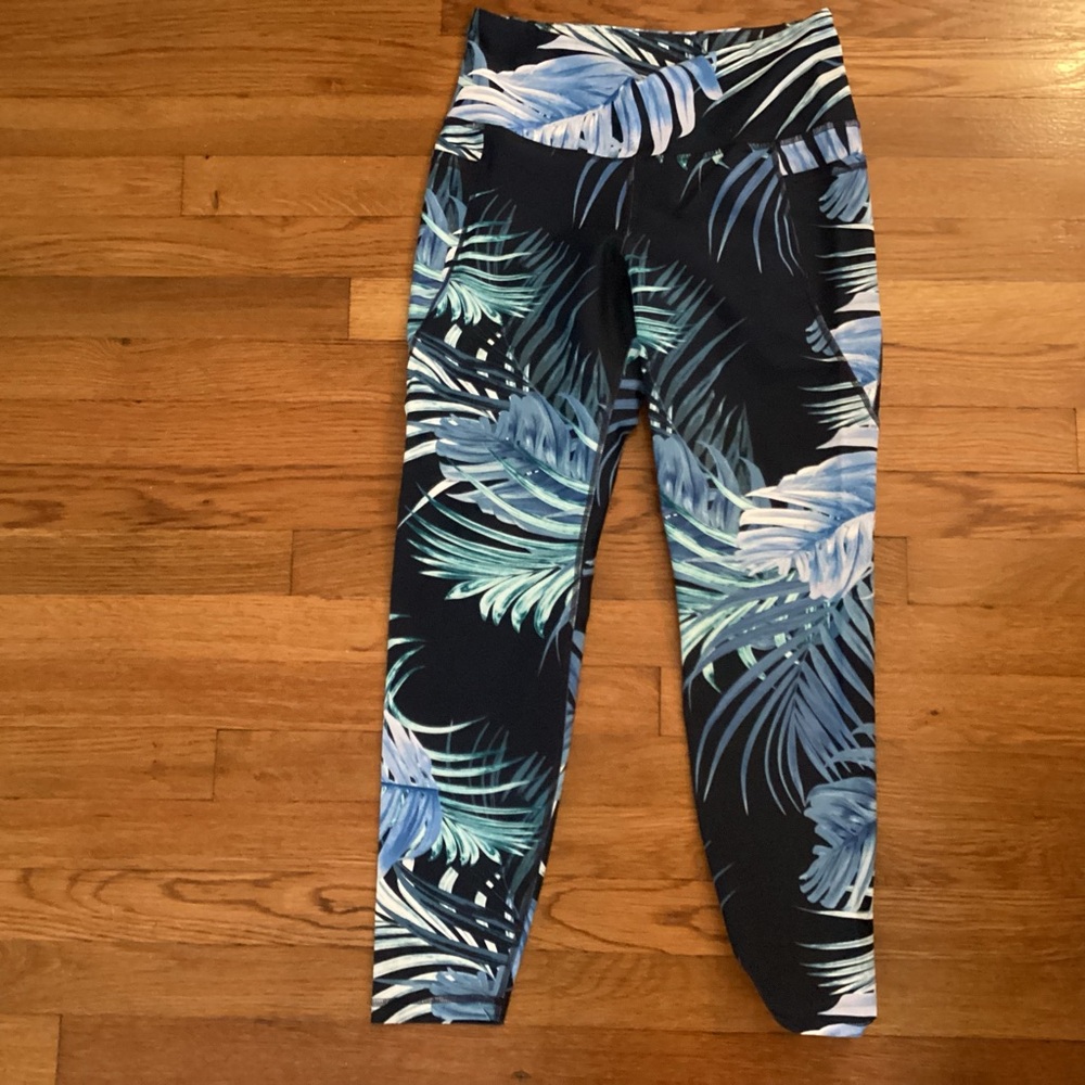 Old Navy Active Blue and Green Leaf Print Leggings